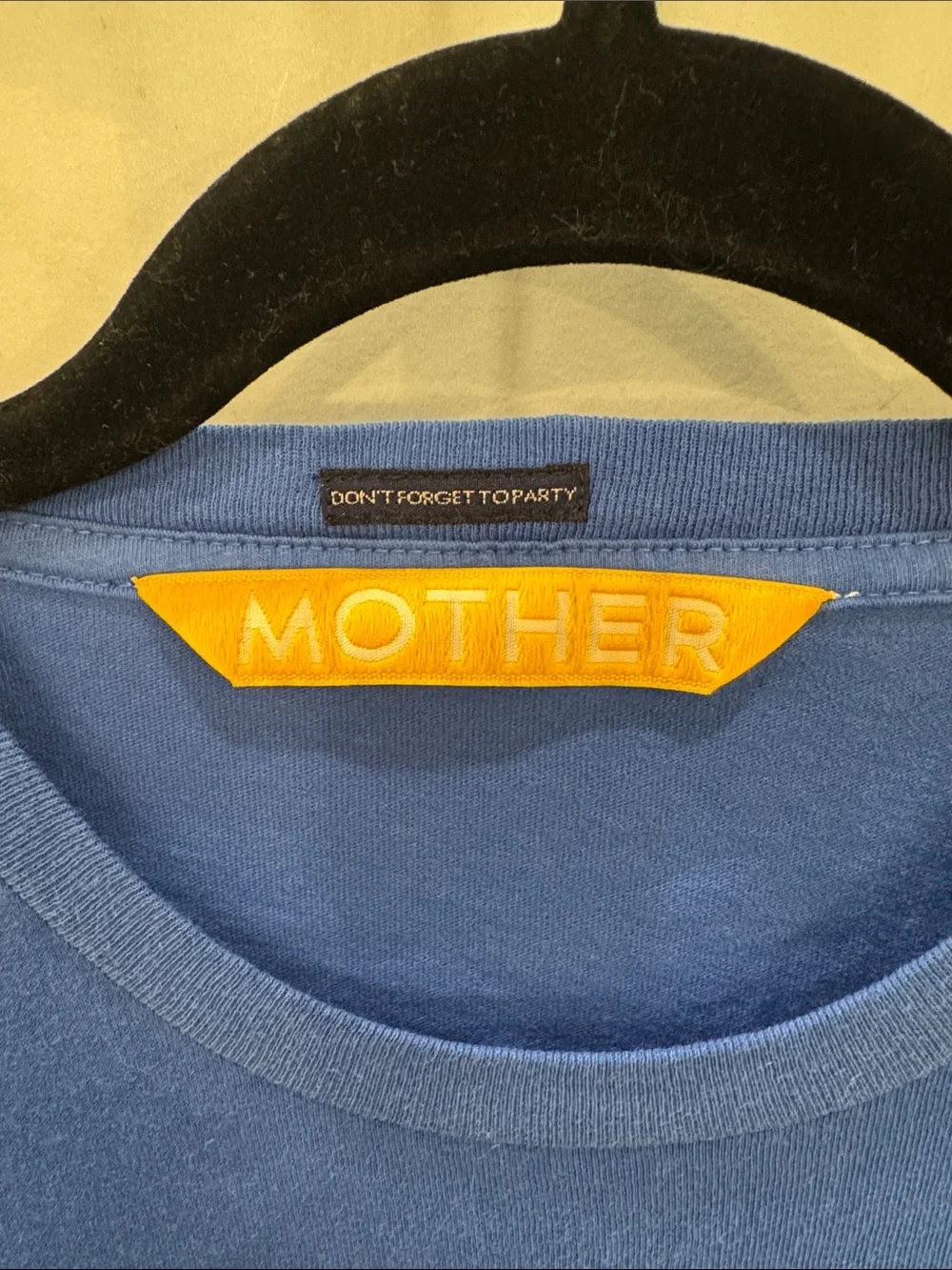 MOTHER Blue Tee with Yellow Midnight Pretzel Graphic - Picture 3 of 5